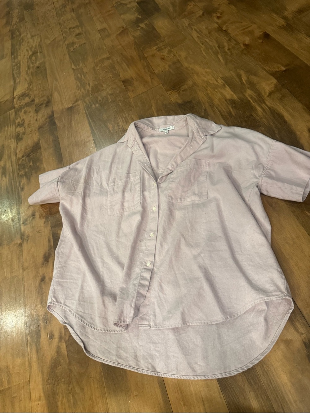 Madewell Light Pink Short Sleeve Button-Down Shirt